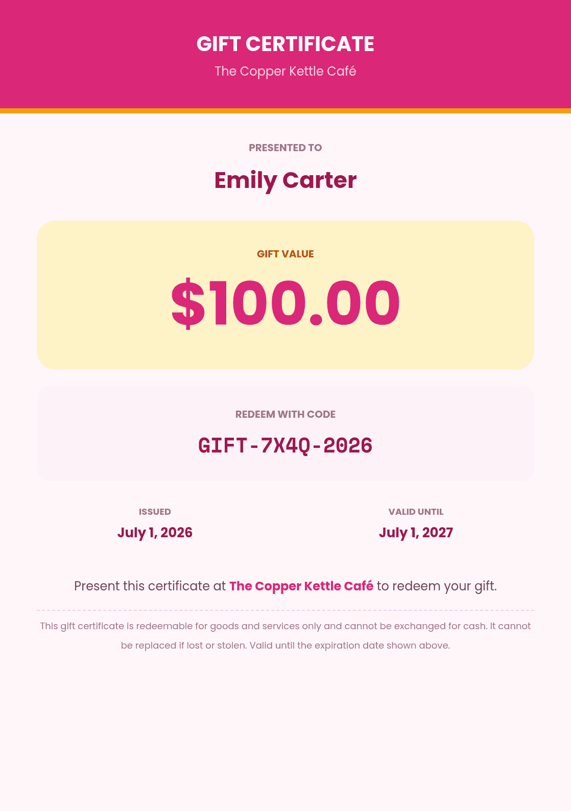 Gift Certificate