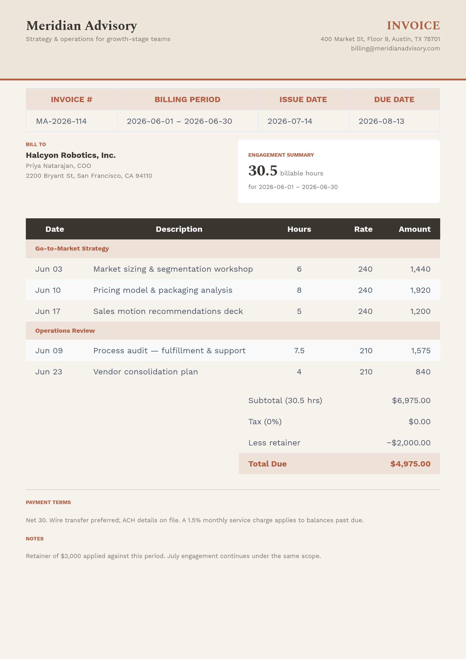 Consulting Invoice