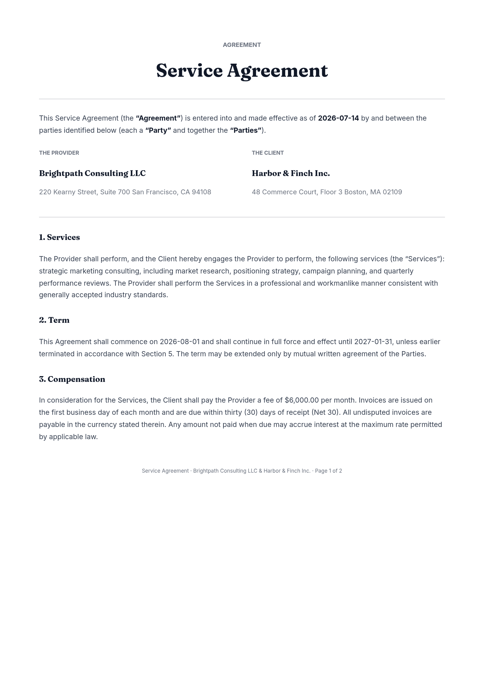 Service Agreement