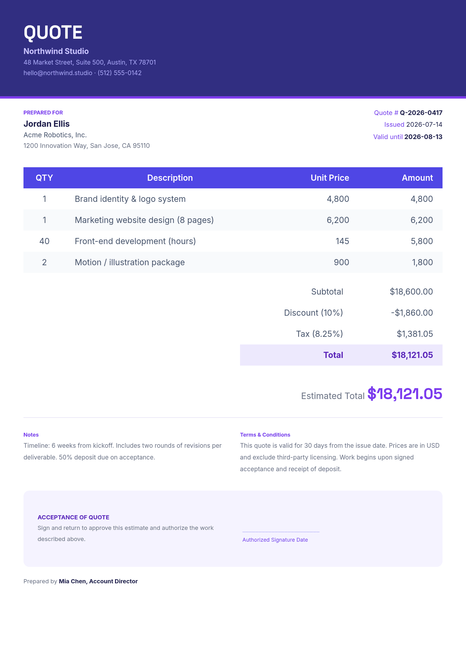 Quote / Estimate