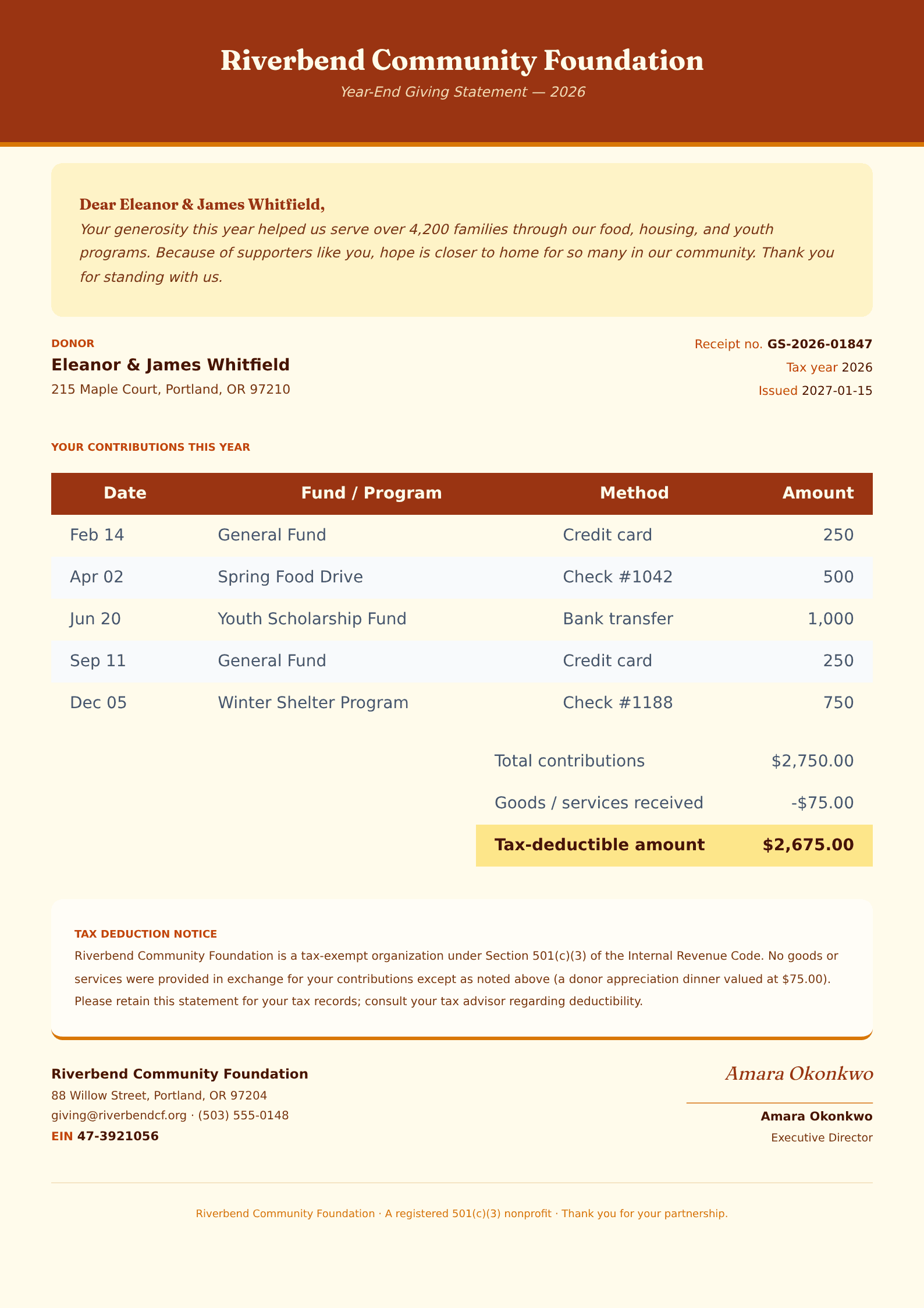 Donation Statement