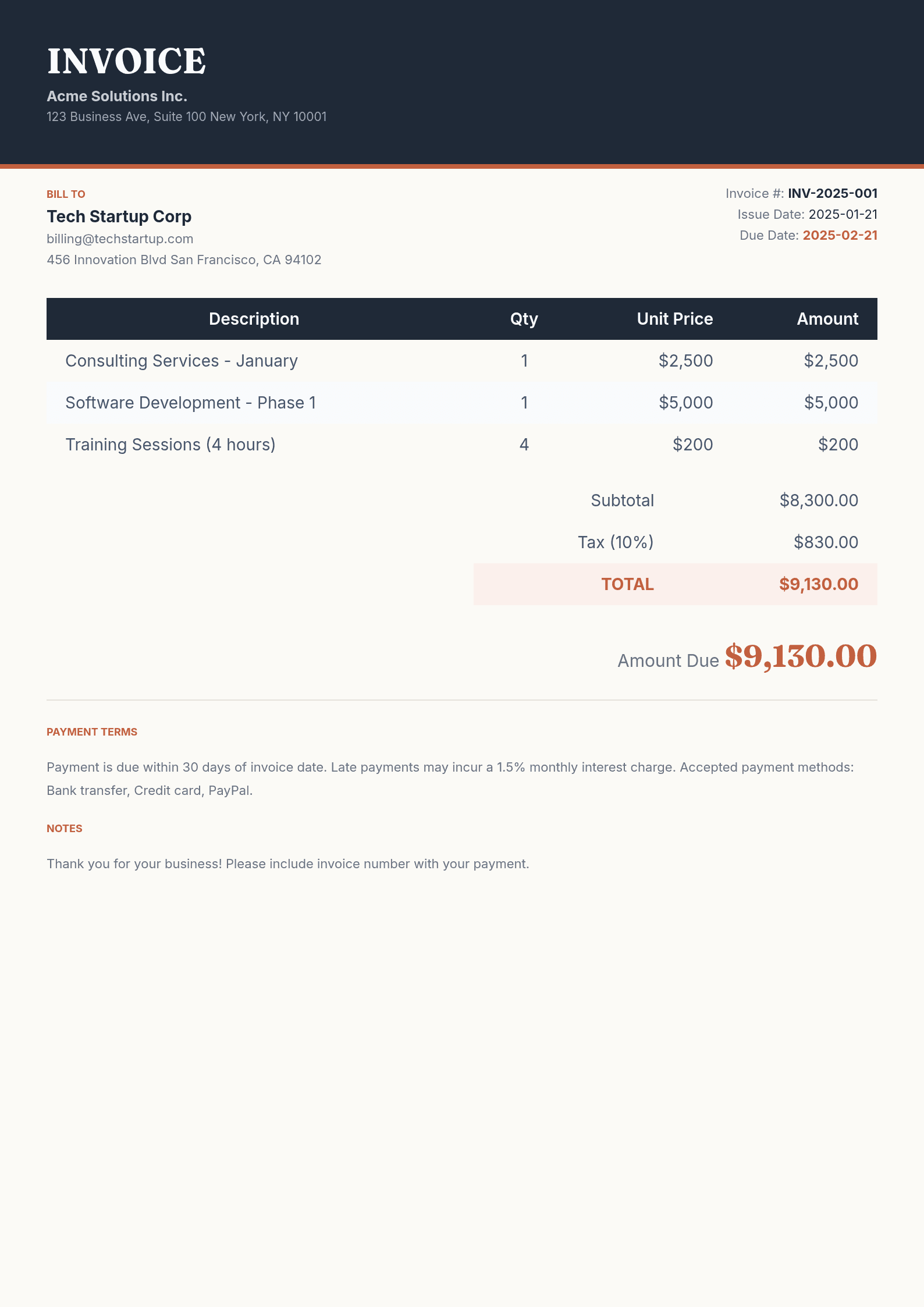 Business Invoice
