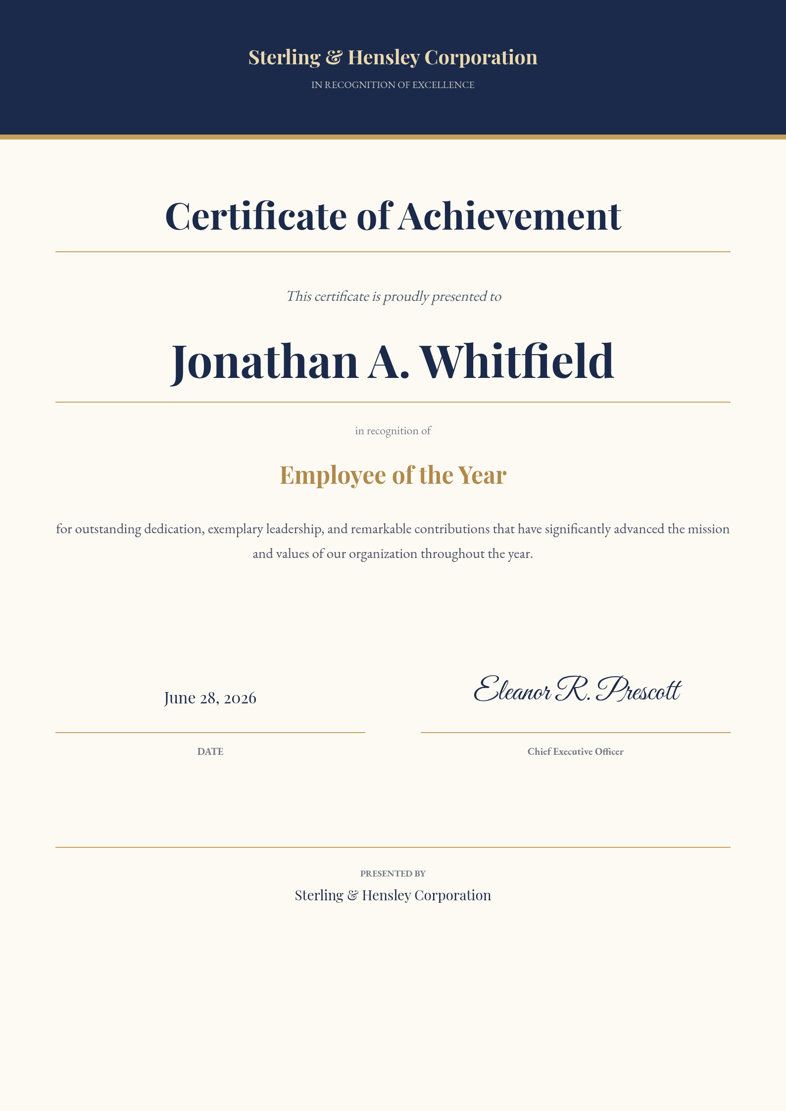 Award Certificate